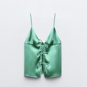 Zara silk green top sM